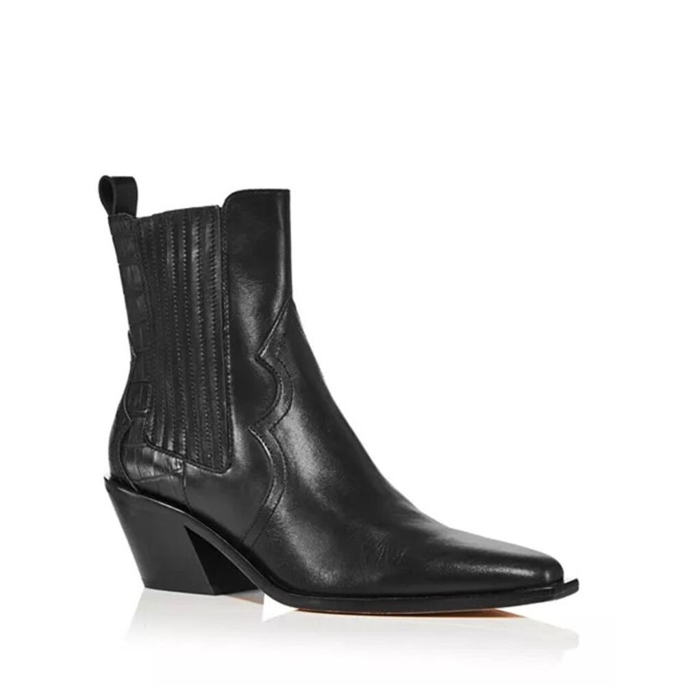 Dolce Vita Women's Sienna Western Pointed Toe Leather Booties Black Sz 13